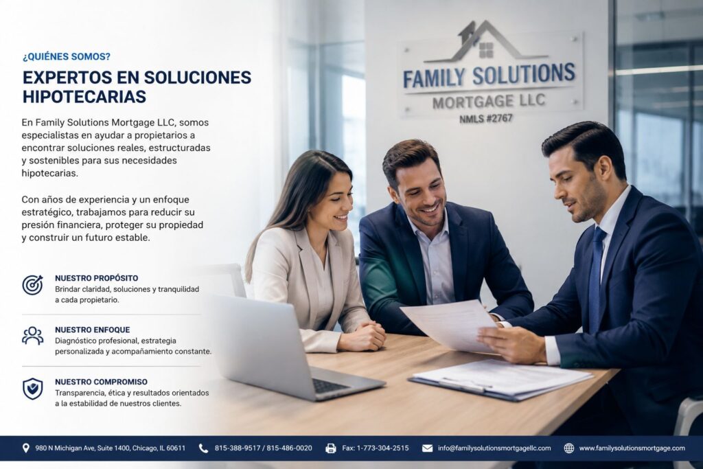 Equipo profesional de family solutions mortgage llc ofreciendo orientacion y soluciones hipotecarias Propietarios en Estados Unidos