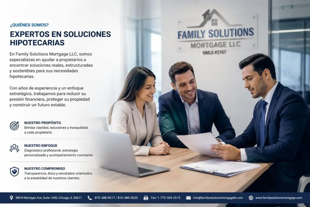 Equipo profesional de family solutions mortgage llc ofreciendo orientacion y soluciones hipotecarias Propietarios en Estados Unidos