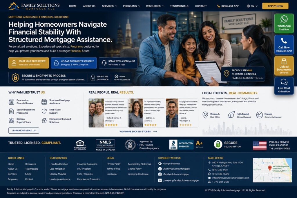 Trusted homeowner mortgage assistance services with secure document processing and financial review support by Family Solutions Mortgage LLC